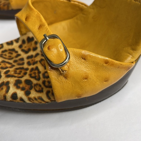 LUCIANO ROSSI Platform Heels Genuine Ostrich Laces Up Ankle Square Size 9 - Picture 9 of 12